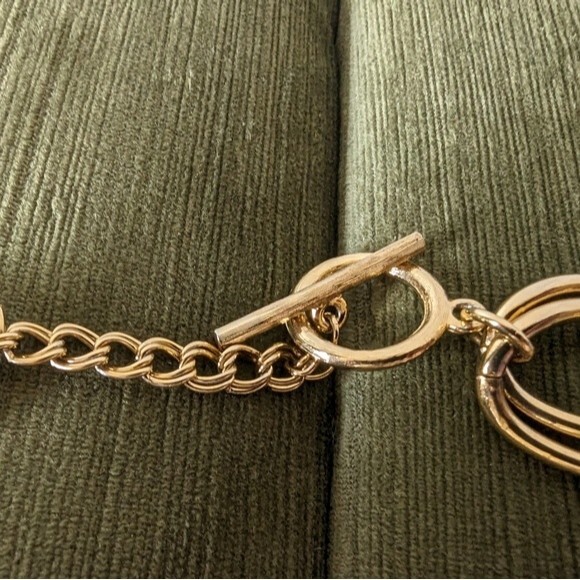 Chunky Double Link Collar Necklace Gold Tone Metal Toggle Clasp Maximalist - Picture 9 of 9